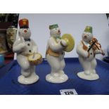 Royal Doulton Snowman Collection Figures, 'Violinist', 'Cymbal Player', and 'Drummer'. (3)