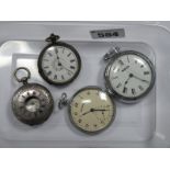 A Fob Watch, case stamped "0.800" (damages); a half hunter fob watch case (lacking movement/dial), a