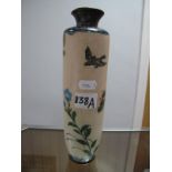 Oriental: Cloisonne and silvered wire work vase circa 1900, decorated with birds amongst foliage