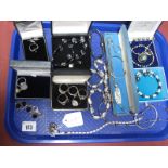 A Collection of Assorted Modern QVC and Other Jewellery, including large "925" sapphire cluster dres