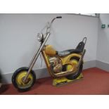 A Fibreglass Fairground Bike, in the dragster/chopper style, painted in colours, chrome metal