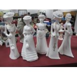 Pauline Shone Spode Figurines 'Lily', 'Francesca', 'Olivia', 'Christina', Emily'. (5)