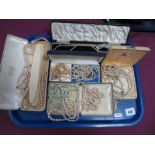 A Selection of Imitation Pearl Bead Necklaces, including boxes:- One Tray