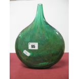 An Isle of Wight Green and Opalescent Glass Spill Vase, of tear drop form, 22.5cm high.