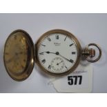 Waltham USA; A Gold Plated Cased Hunter Pocketwatch, the signed dial with seconds subsidiary dial,