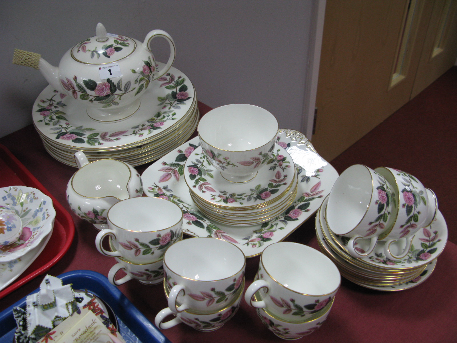 Wedgwood 'Hathaway Rose' Table China, of approximately thirty-five pieces, including teapot.