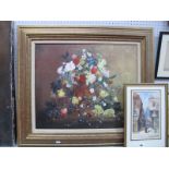 V.Le Grand 'Still Life with Flowers and Fruit', oil on canvas, signed lower left in moulded gilt