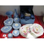 Wedgwood 'Meadow Sweet', two eggs, dish & tray, 'Clio' box, Jasperware:- One Tray