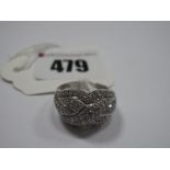 A Modern 9ct White Gold Diamond Set Dress Ring, of shaped crossover design, stamped "9K" "1.00ct".