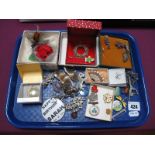 Assorted Costume Jewellery Brooches, Girl Guides pins, filigree flower brooch, similar butterfly