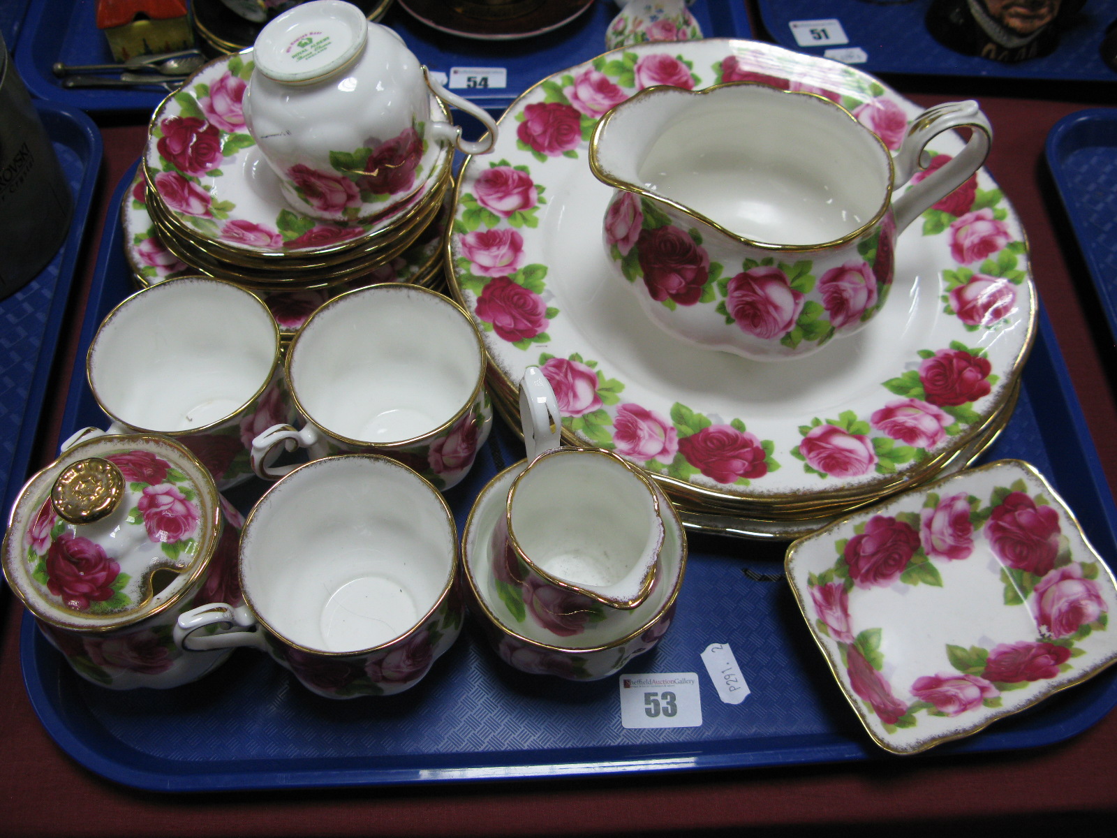 Royal Albert 'Old English Rose' Pattern Teaware, of twenty-one pieces.