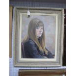 •Harry Fred Darking (1911-1999) *ARR, Portrait of a girl, oil on board, signed and dated (19)90