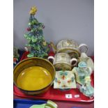 Royal Doulton 'Mecca' Art Deco Dish, Doulton fruit bowl, Ascot figurine HN 2356, Sadler tea set