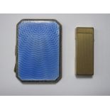 A Blue Enamel Cigarette Case; together with a Dunhill cigarette lighter. (2)