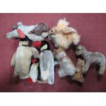 A Quantity of 1950's Soft Toys, including three Schuco Penguins. (8)