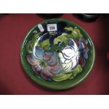 Moorcroft Pottery 'Clematis' Design Cake Plate (lacking stand), 21.5cm diameter.