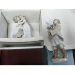 Lladro Priviledge Model 'Morning Melodies' (8362) and 'Give Me a Hug' (8046), both boxed. (2)
