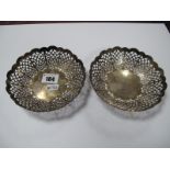 A Pair of Hallmarked Silver Dishes, of openwork pierced design, 13.4cm diameter. (2)