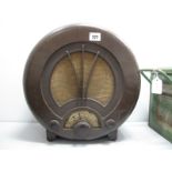 A Circa 1940's Round Ekco Type A.D.75 'All Electric' Value Radion Receiver, serial No. 02247, in