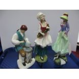 Royal Doulton China Figurines 'Lizzie' HN 2749, 'Polly' HN 3178, ;The Silversmith of Williamsburg'
