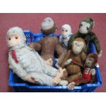 Six Mid XX Century Soft Toy Monkeys, up to 35cm high.