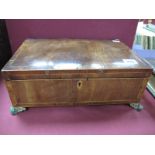 An Early XIX Century Mahogany Box, with cross banded decoration, lion mask handles, lined