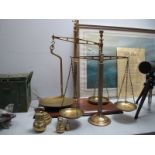 W & T Avery & Sons Ltd, Birmingham, brass scales, bell weights, together with one other set of brass