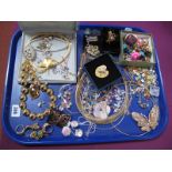 A Mixed Lot of Assorted Costume Jewellery, including rings, brooches, necklaces and earrings etc:-