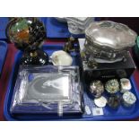 Shudehill Trinket Box, enamelled xmas tree box, Dansk cat, Doulton crystal photograph frame, mineral