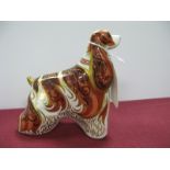 Royal Crown Derby Paperweight 'American Spaniel', printed marks, gold stopper.