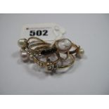 Modern 9ct White Gold QVC Pearl Set Ring, a child's cameo ring etc.