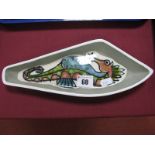 (John) Reilly, Ventnor Studio Pottery Dish, the inner base enamelled with seahorse, 28cm wide,