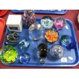 Paperweights - Caithness 'Sundance', 'Moonflower', Cauldron 'Ruby' etc, Wedgwood and Murano