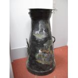 Conical Metal Churn, possibly Railway, later painted, two carry handles. 88cm high.
