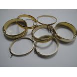 Metal Core and Other Hinged Bangles, including hallmarked silver gilt etc.