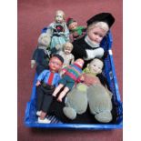 A Quantity of Mid XX Century Dolls, including a Chad Valley glass eyed cloth doll. (8)
