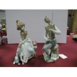 Lladro 'Oration; Don Quixote' (5357), and 'Chit Chat' (Girl with Phone). (2)