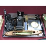 Pilkingtons Shuttle, Kodak 'Junior' folding camera, Parker pens, brass cribbage board, late XIX