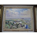 David Noble, 'Low Tide at Staithes' oil board, signed and dated 1979 39.5 x 49.5cm.