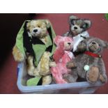 Four Modern Jointed Teddy Bears by Hermann, including mohair Jester Bear No 30 of 500, approximately