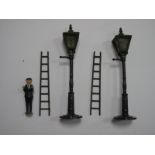 A Lead Street Gas Lamp and Cleaner with Ladder by John Hill & Co, plus additional lamp and ladder,