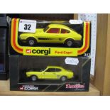 Two Corgi Diecast Model Ford Capri's, including Corgi #343 Ford Capri 'S' circa 1979, boxed, plus