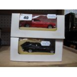 Two White Metal Model Ford Capri's, approximately 1:43rd scale "Made in England", Ford Capri 'Red'