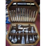 Harrison Bros & Howson Oak cased Canteen of Cutlery.