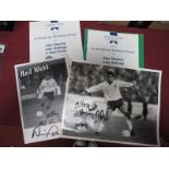 Manchester United Autographs, Alex Stepney, Tom Forsyth, Tommy Docherty, black marker signed on 1977