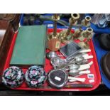 A Pair of Brass Candlesticks, ladies travelling vanity case, pair of Chinese ginger jars,