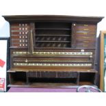 A Snooker Scoreboard by C Wright & Co, London, circa early XX Century in mahogany with sliding