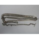 A Hallmarked Silver Curb Link Chain, another similar a fancy link chain, stamped "925" and a