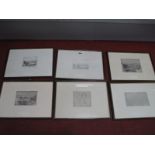 Carlo Roselli Six Limited Edition Etchings of 35 and 25, five featuring panoramic city scenes 10 x