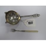 A Hallmarked Silver Sifter Spoon, Sheffield 1948, with pierced handle; a Victorian hallmarked silver